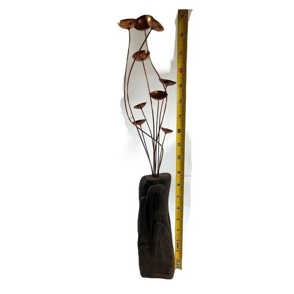 JH Brown Mid-Century Modern Brutalist Bells Mushrooms Metal Sculpture Driftwood - Picture 7 of 10
